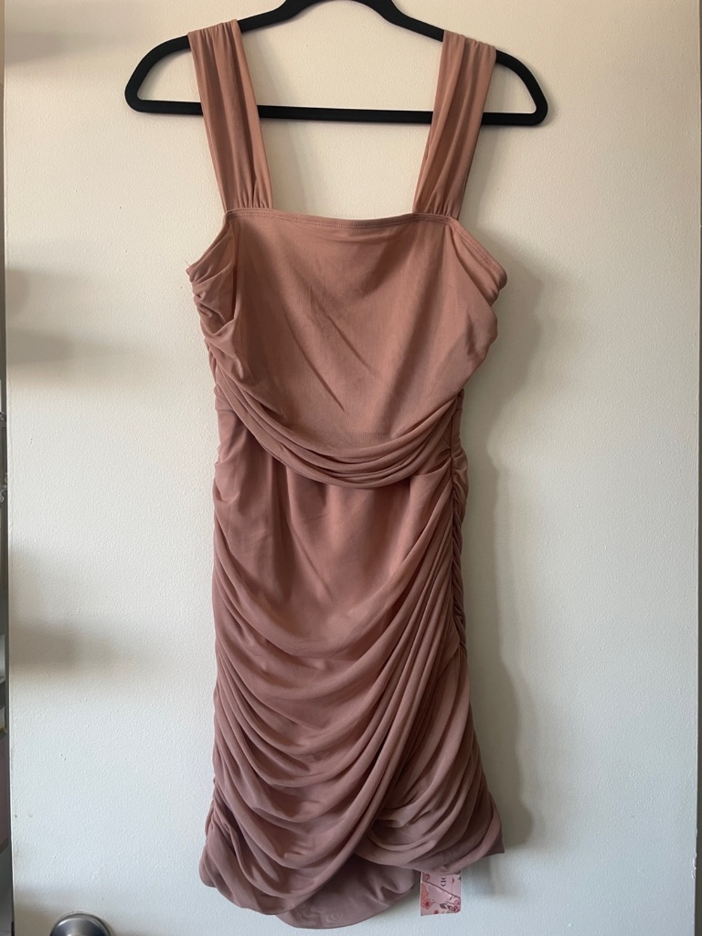 Shein|Ruched Dusty Rose Bodycon Mini Draped Dress|Large|NWT